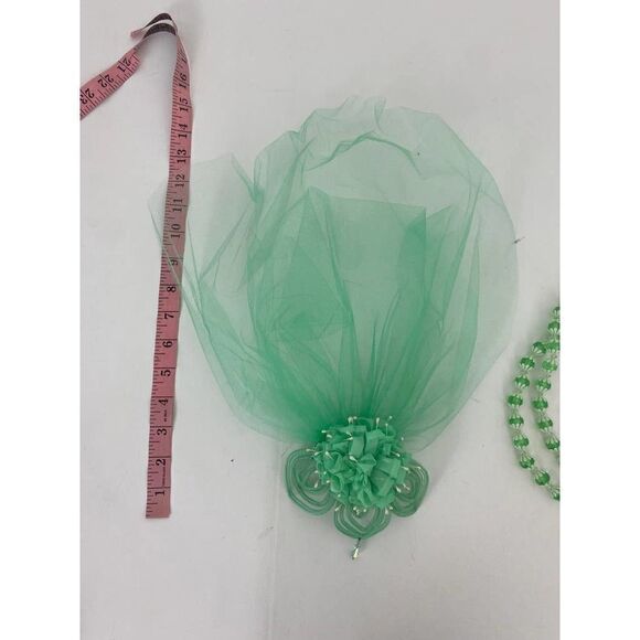 Vintage 40s 50s Wedding Veil & Headpiece & Beads West Germany Seafoam Green main image 5